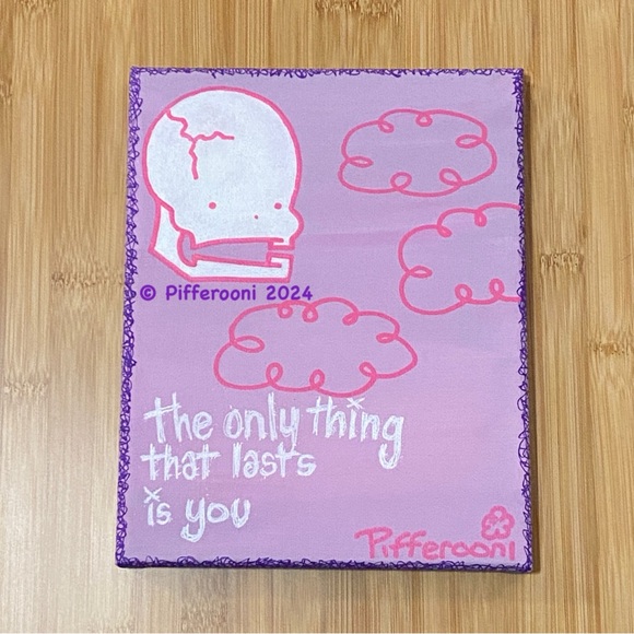 Original YOU(RSELF) cute skull clouds truism poetry painting - Picture 2 of 4